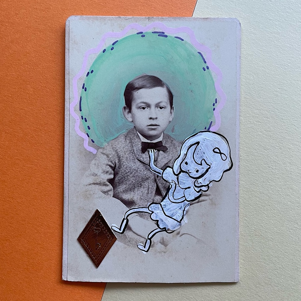 Altered art - Antique CDV - Bow tie